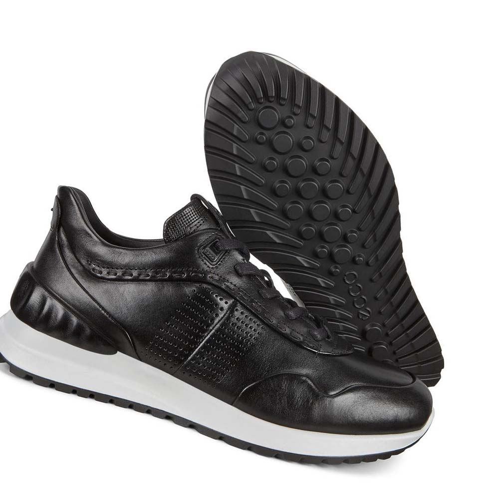 Men's Ecco Astir Embossed Sneakers Black | Canada 596GSO